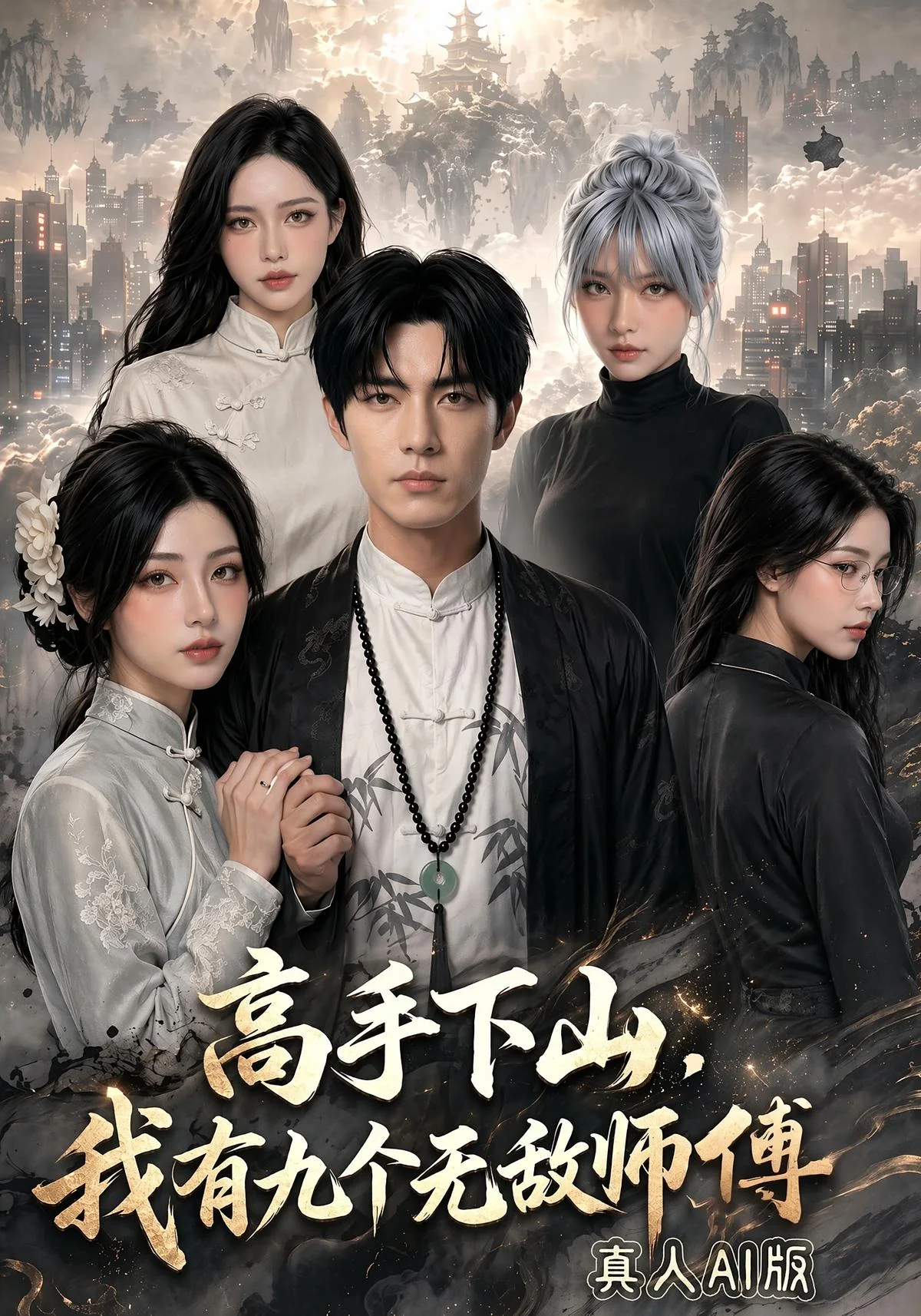 《高手下山，我有九个无敌师傅真人AI版》真人AI短剧封面